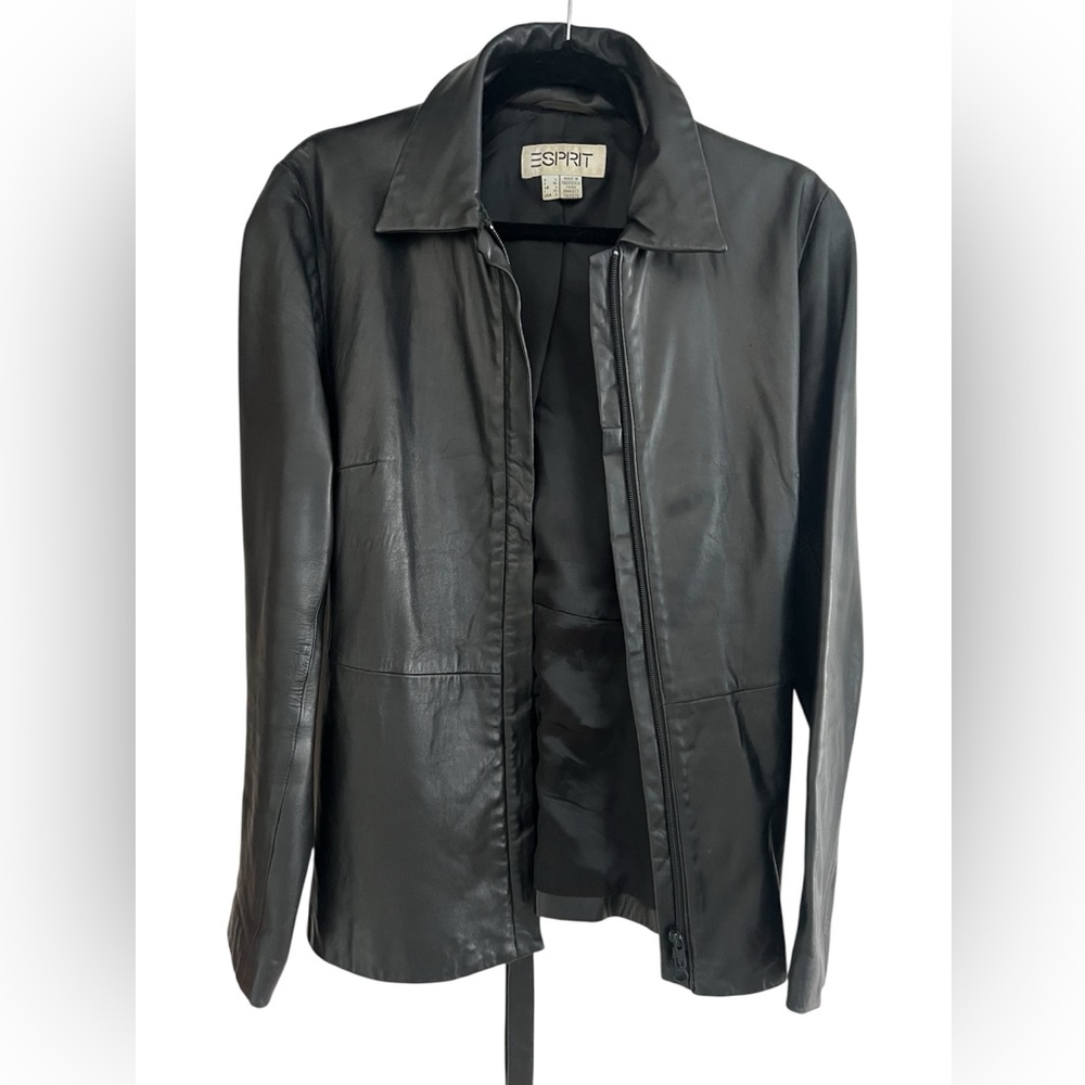 Vintage Esprit Black Leather Jacket for Women Size L